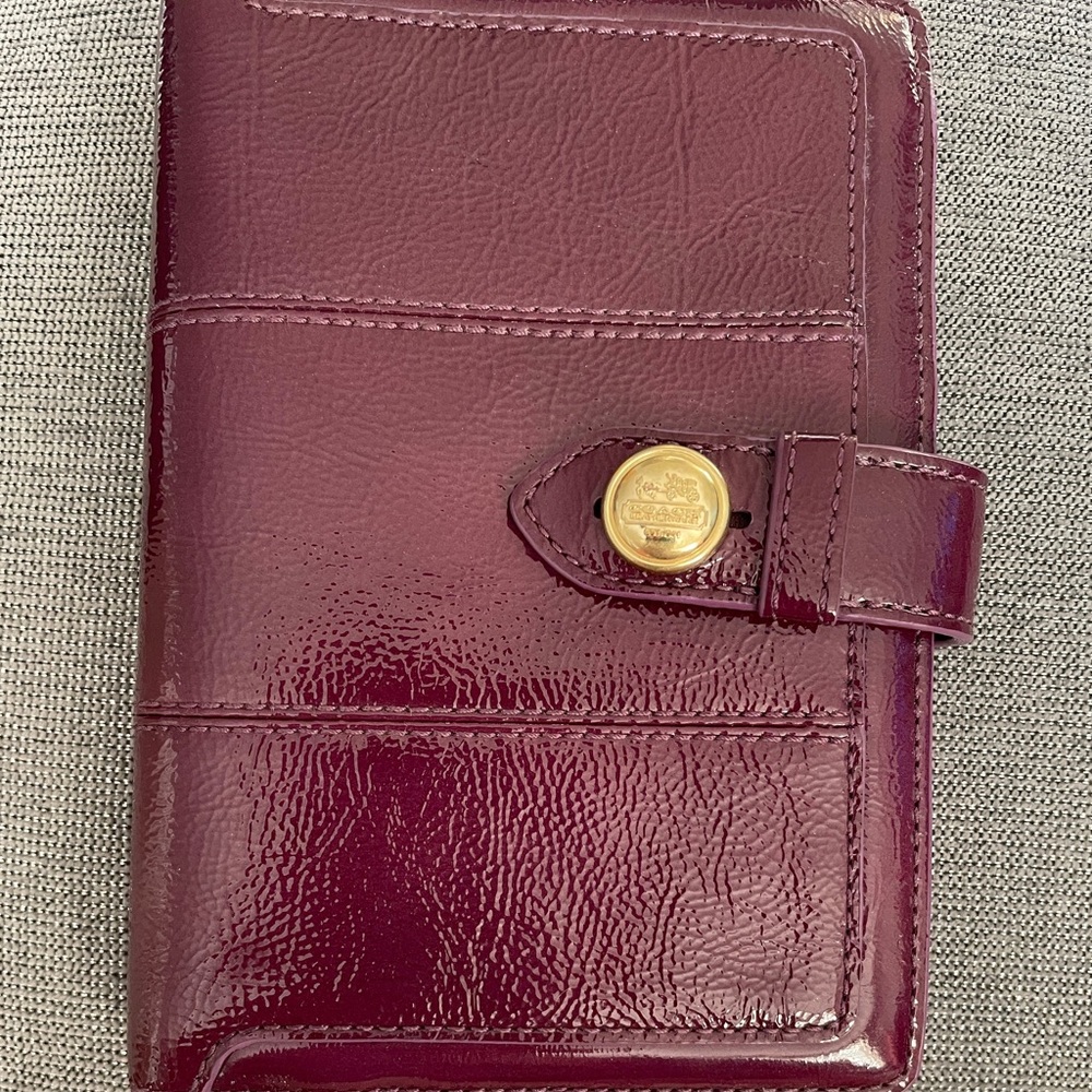 Coach Leather Address Book Wallet with Gold Accents
